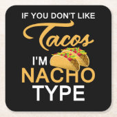 タコスもし好きじゃないナチタイプかわいいタコス スクエアペーパーコースター (正面)