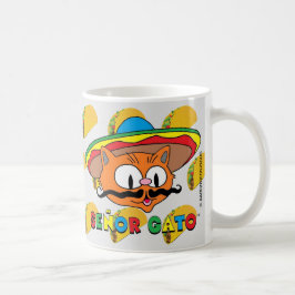 タコスを持ったカートゥーン・マスタッシュ・キャット セニョール・ガトー コーヒーマグカップ