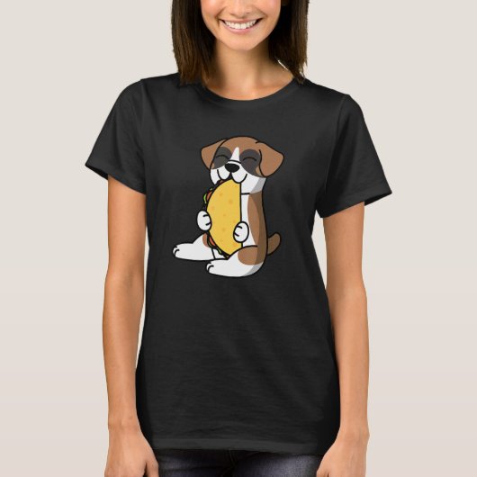 タコスを食べるボクサー犬 Tシャツ (正面)