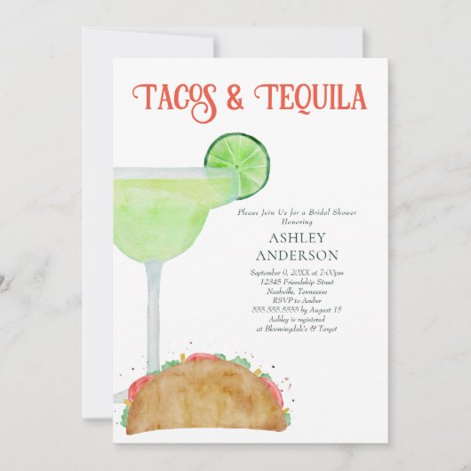 タコスアンドテキラマルガリータブライダルシャワー 招待状 (正面)
