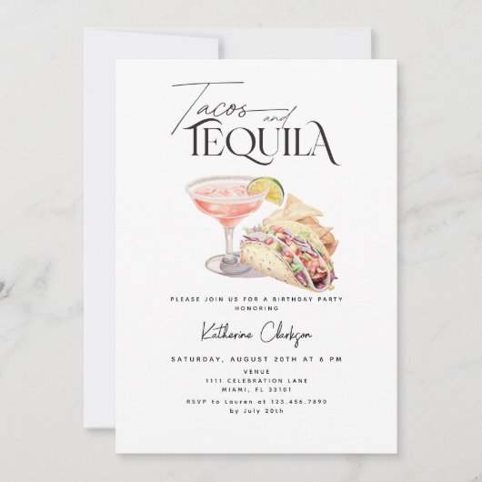 タコスアンドテキラマルガリータ誕生日招待状 招待状 (正面)