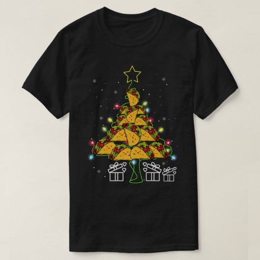 タコスクリスマスツリーledライトキュートクリスマスメカンF Tシャツ (デザイン正面)