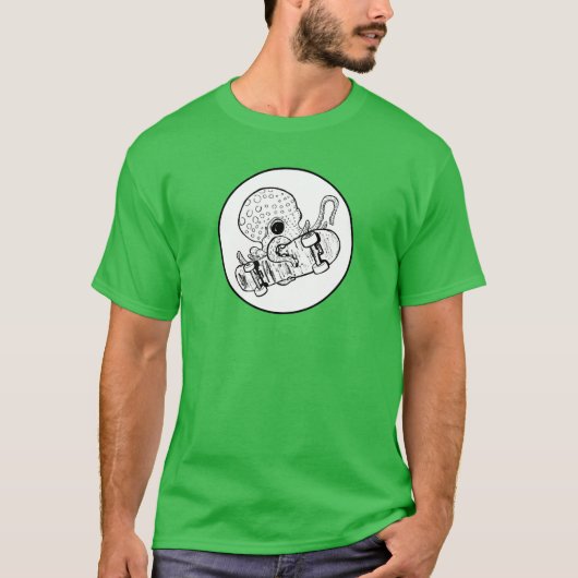 タコスケート1 - スケートボードをするタコ Tシャツ (正面)