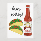 タコススパイシーホットソースキャットマラカスハッピーバースデー ポストカード (正面)