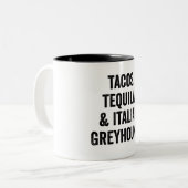 タコステキラとグレイホイタリアンンド ツートーンマグカップ (正面左)