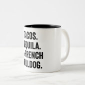 タコステキラフランスのとブルドッグおもしろい ツートーンマグカップ (正面右)