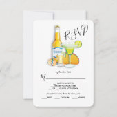 タコステキラ&ビールメニュー選択RSVPカード 招待状 (正面)