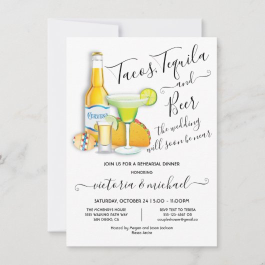 タコステキラ&ビールリハーサルディナーフィエスタインヴィット 招待状 (正面)