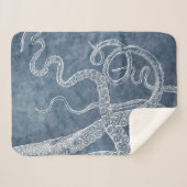 タコストワイライトブルーデニムウォーターカラーアート シェルパブランケット (正面(横))