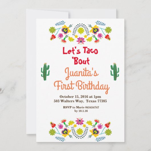 タコスフィエスタメキシコ1歳パーティの招待状 招待状 (正面)