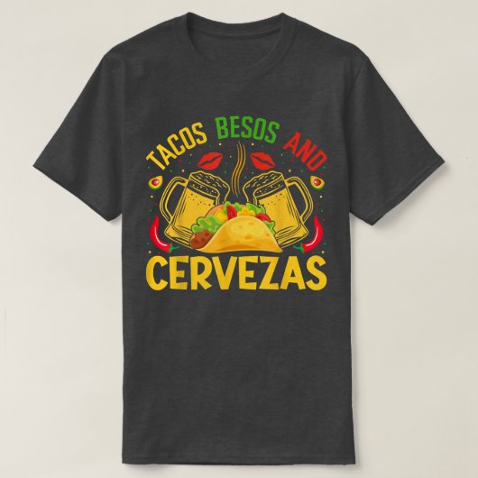 タコスベソスビールアンドセルヴェザスシンコデマヨタコス Tシャツ (デザイン正面)