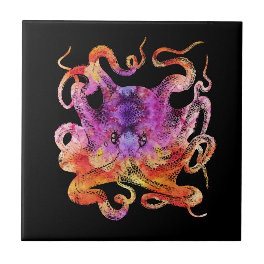 タコスレトロ絞り染めレカラフルインボーウォーターカラー タイル (正面)