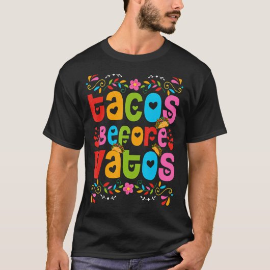 タコス前バトスおもしろい反バレンタインデー食品 Tシャツ (正面)