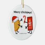 タコス及びホットソース-メリークリスマス! (カスタマイズ可能) セラミックオーナメント (右)