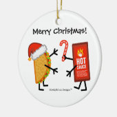 タコス及びホットソース-メリークリスマス! (カスタマイズ可能) セラミックオーナメント (左)
