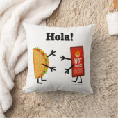 タコス及びホットソース- Hola! クッション (ブランケット)