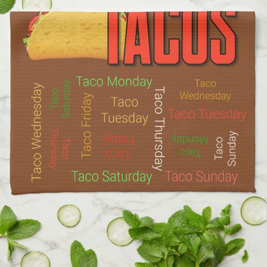 タコス救皿を持つ地球のみの惑星 キッチンタオル (折り畳み)