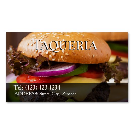 タコス料理店 編集可能ビジネスカード マグネット名刺 (正面)
