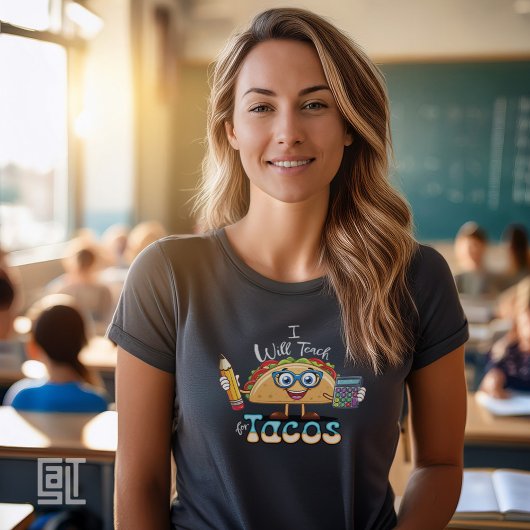 タコス欲しさに教えるよ 数学教師 女性 Tシャツ