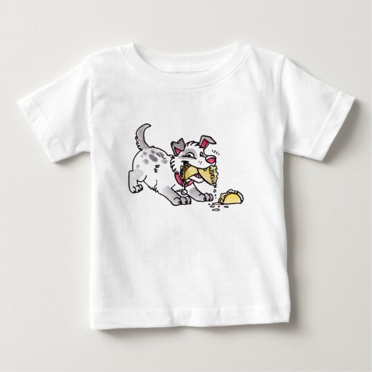 タコス犬の乳児のTシャツ ベビーTシャツ (正面)