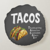 タコス祈りの言葉ラウンドピロー ラウンドクッション (裏面)