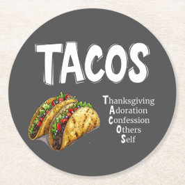 タコス祈りの言葉紙コースター ラウンドペーパーコースター