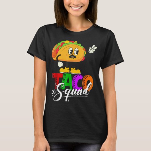 タコス部隊シンコデマヨ 笑える かわいい メキシカン料理 Tシャツ (正面)