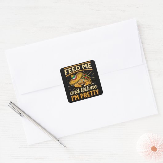 タコス食べ物を与えと言って火曜日にタコでかわいらしある スクエアシール (封筒)