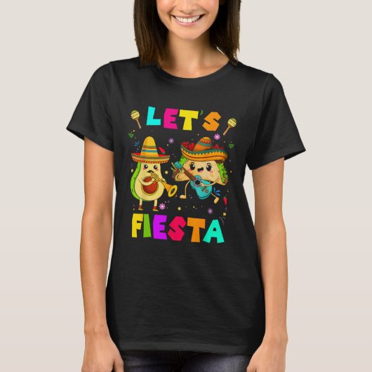 タコス アボカド 面白いシンコ デ マヨ メキシコ Tシャツ (正面)