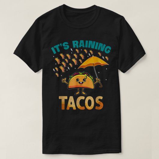 タコス・キッズガールズおもしろい・ボーイズ雨が降っている Tシャツ (デザイン正面)