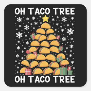 タコス クリスマスツリー 楽しい Xmas フード好き メキシコ料理  スクエアシール