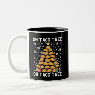 タコス クリスマスツリー 楽しい Xmas フード好き メキシコ料理  ツートーンマグカップ