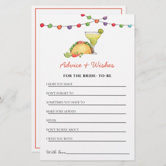 タコス&テキラフィエスタシャワーアドバイス&ウィッシュ (正面/裏面)