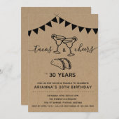 タコス&テキラマルガリータ誕生日パーティー – 任意の年齢 招待状 (正面/裏面)