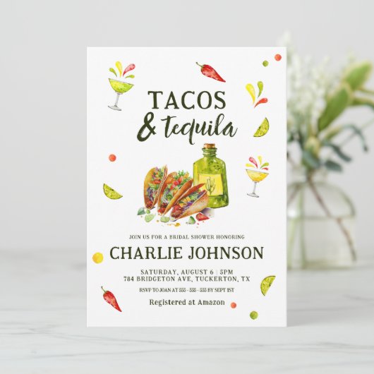 タコス&テキーラおもしろいサマートロピカルブライダルシャワー 招待状 (スタンド正面)
