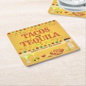 タコス&テキーラシンコデマヨフィエスタパーティー スクエアペーパーコースター (アングル)