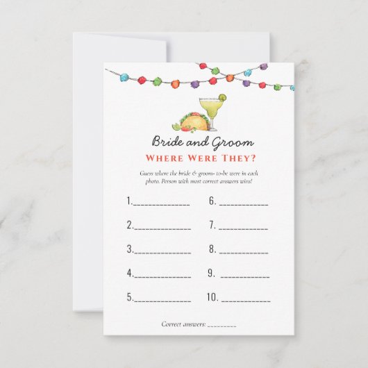 タコス＆テキーラ "どこにいたの" シャワーゲーム 招待状 (正面)