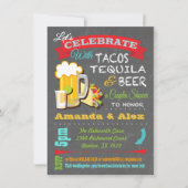 タコス、テキーラ、ビールフィエスタカップルシャワー 招待状 (正面)