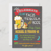 タコス、テキーラ、ビールフィエスタパーティの招待状 招待状 (正面)