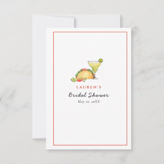 タコス＆テキーラ フィエスタ シャワーのアドバイスと願い 招待状 (裏面)