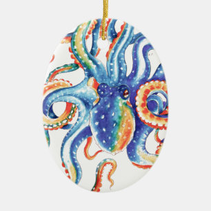 タコス·テンタクルス水彩アカラフルート セラミックオーナメント