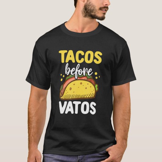 タコス・バレンタイン・ギフト彼彼女のタコス前Vatos Tシャツ (正面)