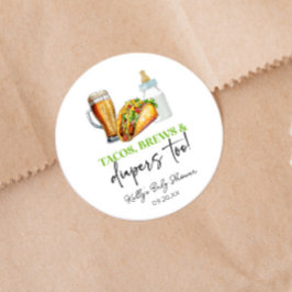 タコス、ビール、おむつも！ベビーシャワー ラウンドシール