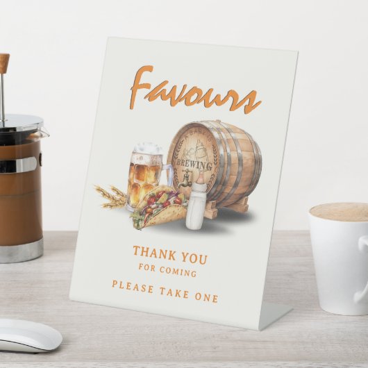 タコス、ブリュース、おむつパーティーは感謝の気持ちを引き立てる 台座サイン (インサイチュ)