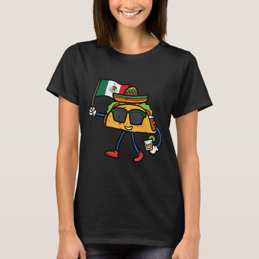 タコス メキシコ フラグ シンコデマヨ メキシコ風 Tシャツ (正面)