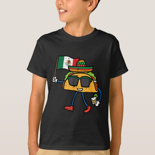 タコス メキシコ フラグ シンコデマヨ メキシコ風 Tシャツ (正面)