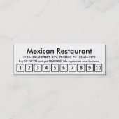 タコス。 ロイヤリティのパンチカード ロイヤリティカード (裏面)