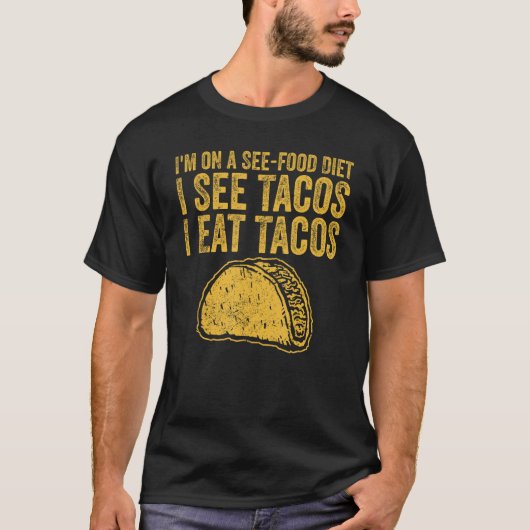 タコスIがタコス食べメキシカン Tシャツ (正面)