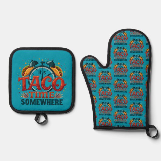 タコタイムはどこかTex Mexメキシコ料理 鍋つかみ&鍋敷きセット (正面)