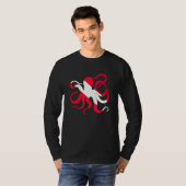 タコダイビングダイバー旗海洋生物学者セファロ Tシャツ (正面フル)